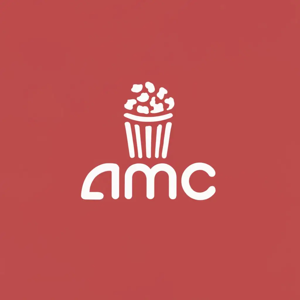 logo, POPCORNS FOR A MOVIE, with the text "AMC", typography