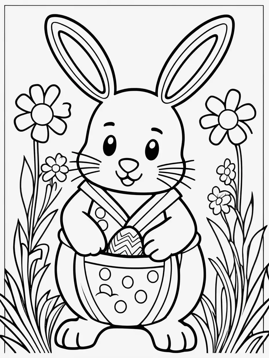 Easter Coloring Page for Kids with Thick Lines and Low Detail