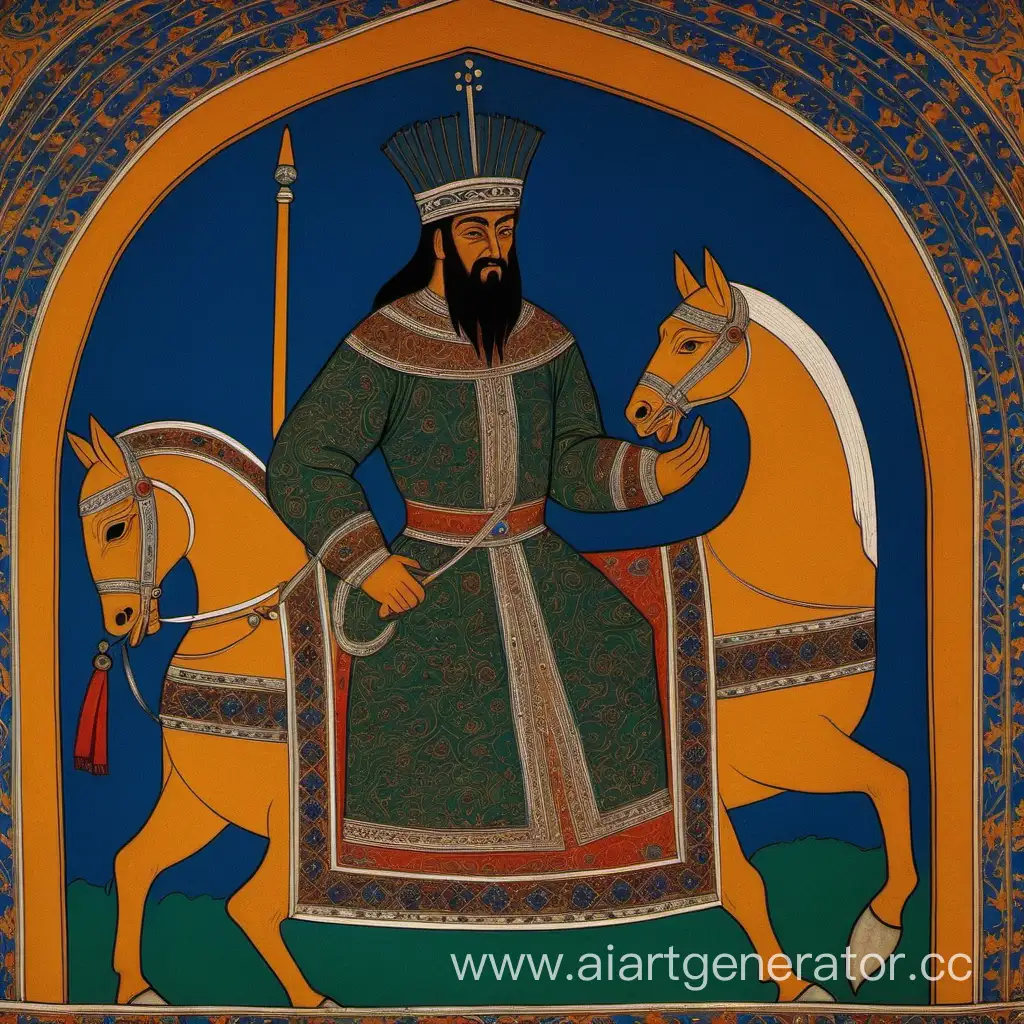 Medieval-Uzbekistan-Lord-Temur-on-Throne-Amidst-Opulent-Court