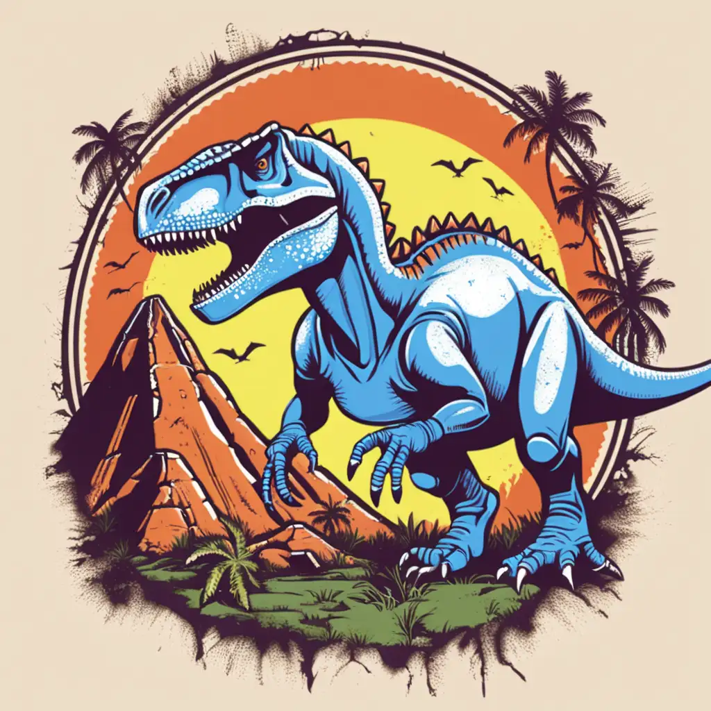 Dinosaur, t-shirt design, 7 color, distressed edges 
