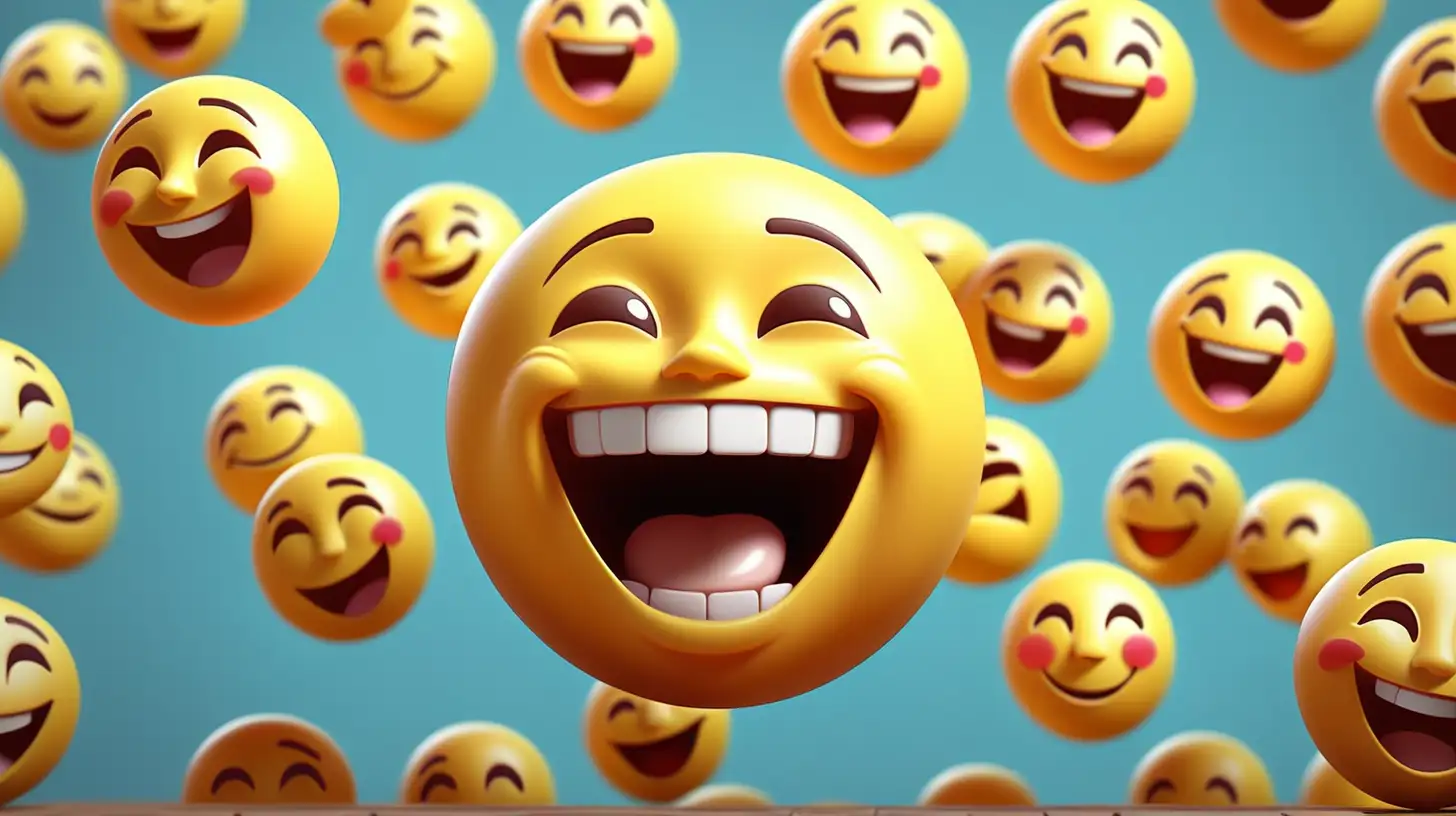 happiness, illustration, emoji, 3d render, 
