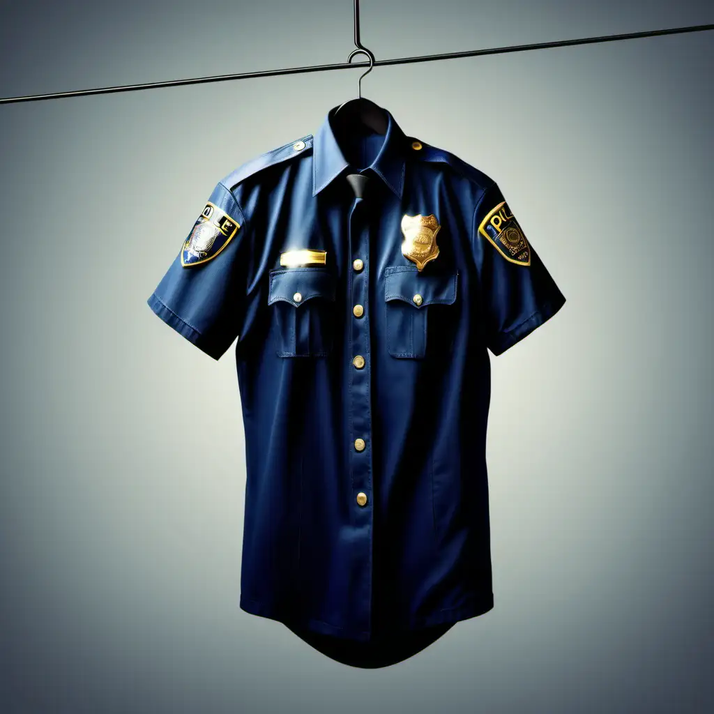 Police Costume Hanging on Hanger Professional Law Enforcement Uniform Display