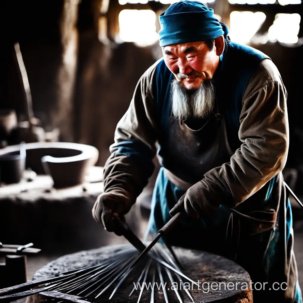 Expert-Kazakh-Blacksmith-Crafting-Traditional-Metalwork
