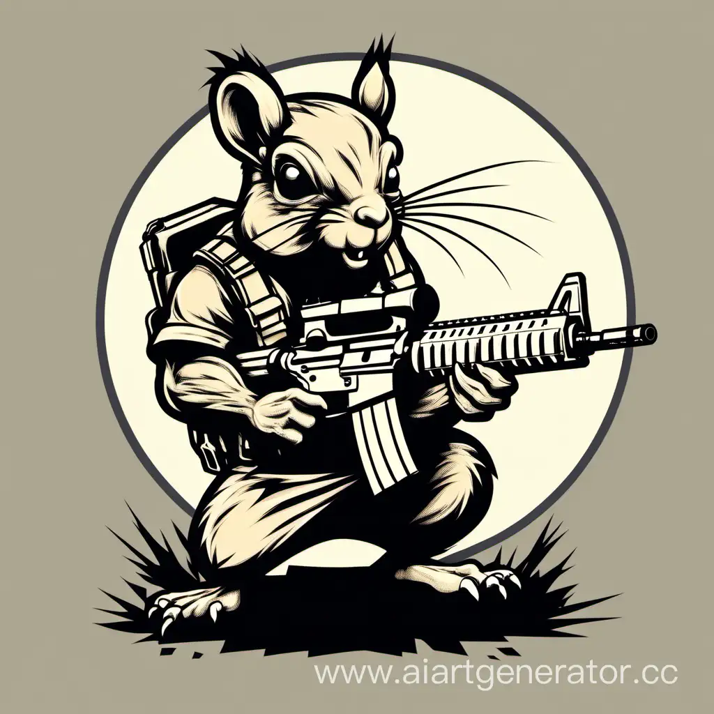 ANGRY vector style squirrel with ar-15