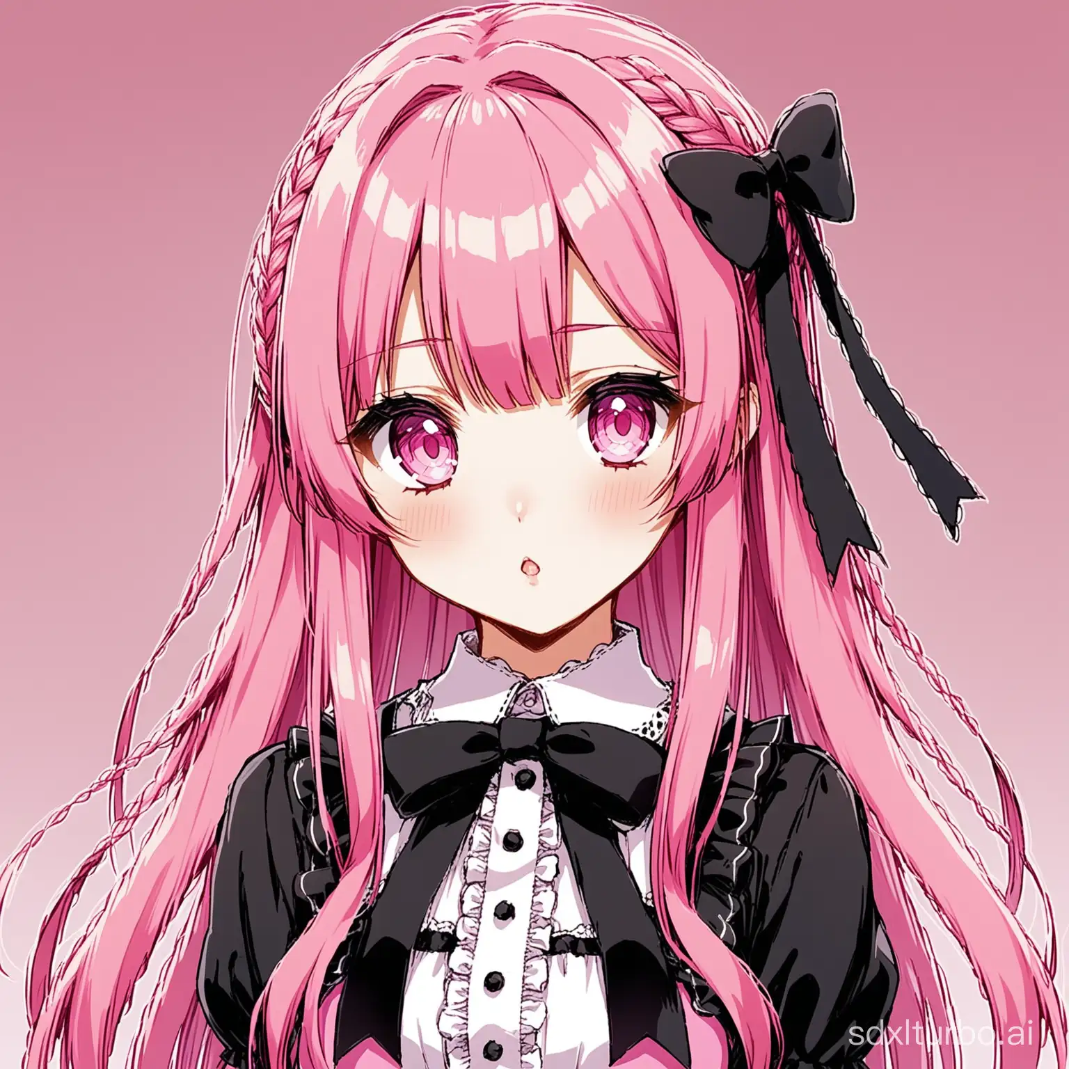 Jirai kei anime girl with pink hair