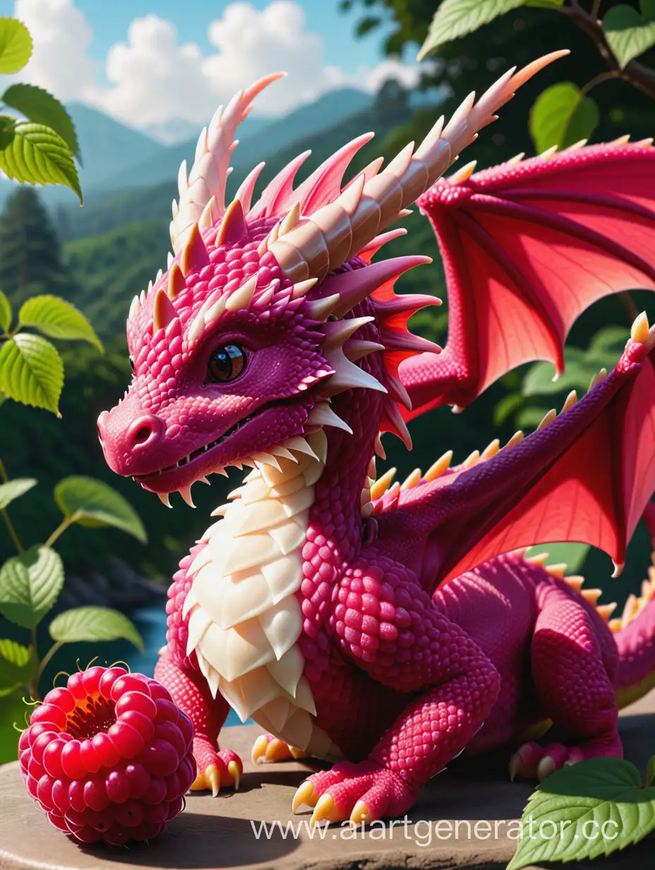 Vibrant-Raspberry-Dragon-in-Enchanting-Forest-Setting