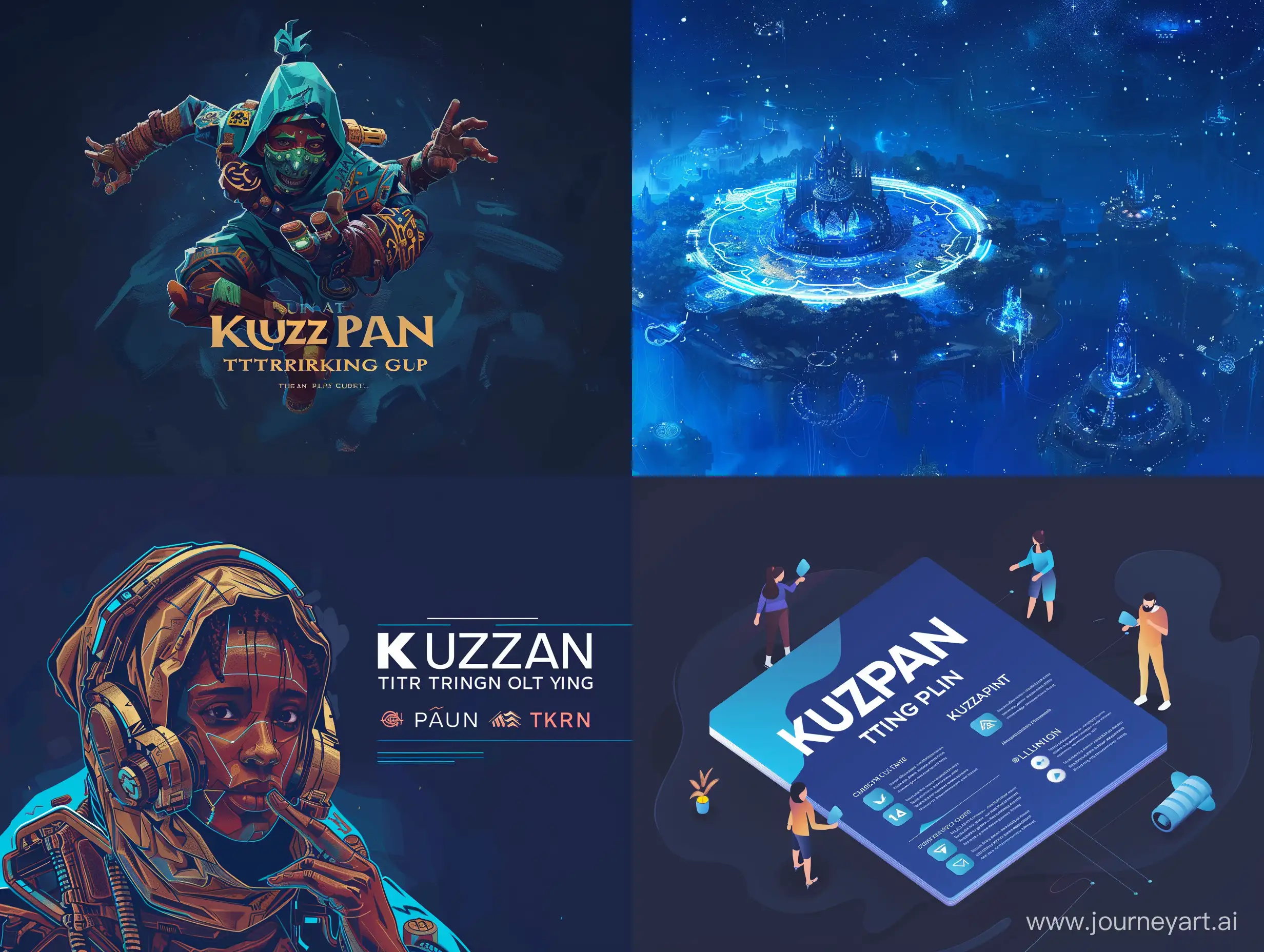 I want an artwork for the Kuza Plan Training Guide with a dark blue background