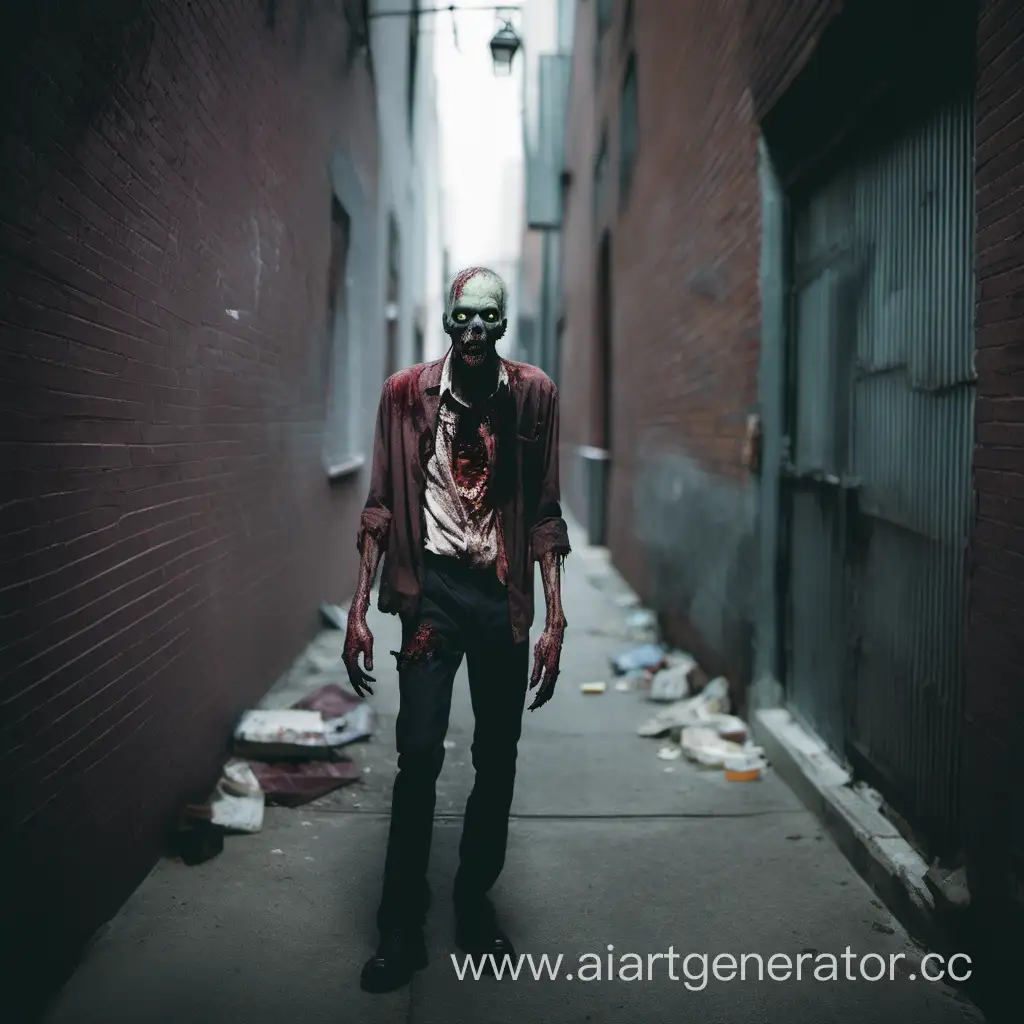 A zombie in an alley