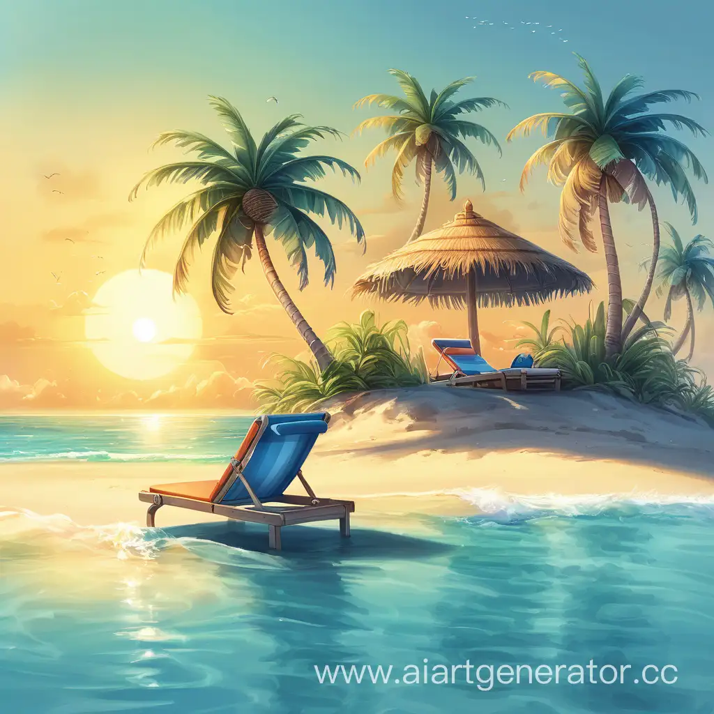 Tranquil-Island-Getaway-with-Palm-Trees-and-Sun-Lounger