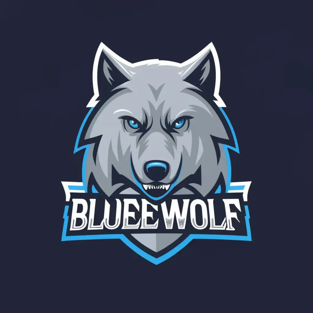 a logo design,with the text "IndoorBlueWolf", main symbol:Wolf,Moderate,clear background