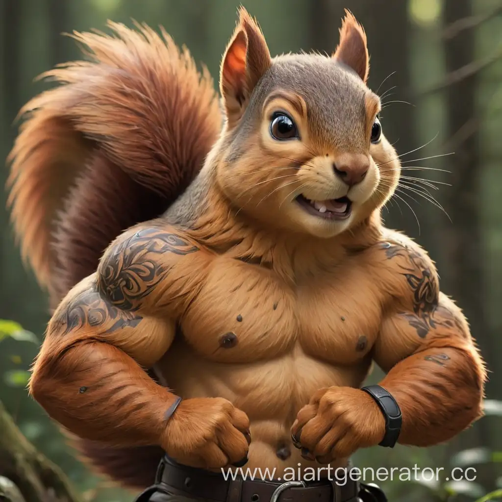 Muscular-Squirrel-with-Intricate-Tattoo-Art