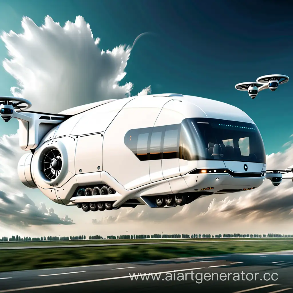 Futuristic-White-Passenger-DroneBus-in-Flight