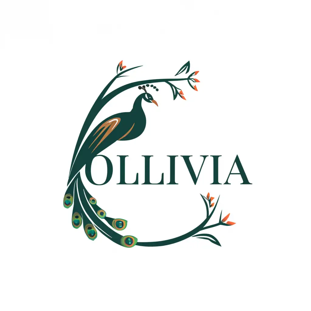 a logo design,with the text 'olivia', main symbol:peacock,Minimalistic,be used in Retail industry,clear background