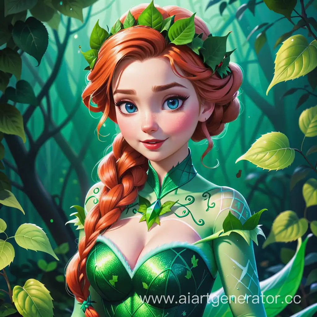 Queen Elsa dressed as poison ivy