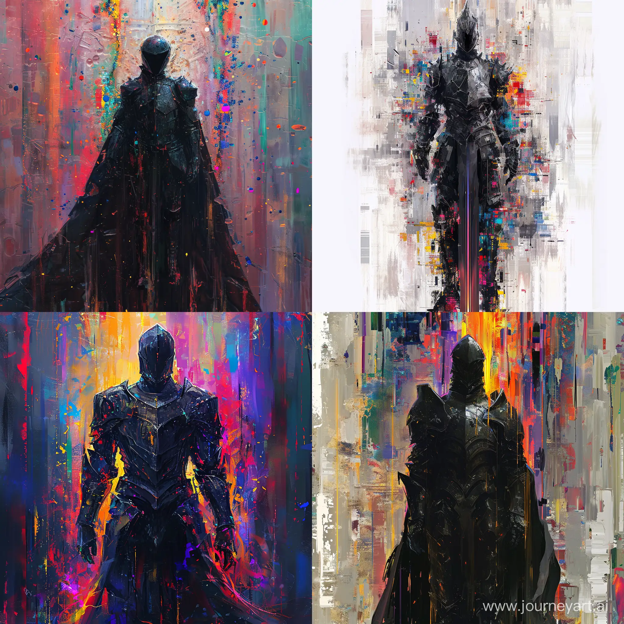 Mystical-Cyberpunk-Black-Knight-in-Vibrant-Abstraction