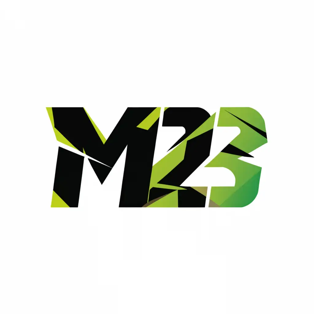 a logo design, with the text M23, main symbol: main colors are green and black. Make sure to put M23 and nothing else, Minimalistic, be used in Sports Fitness industry, clear background