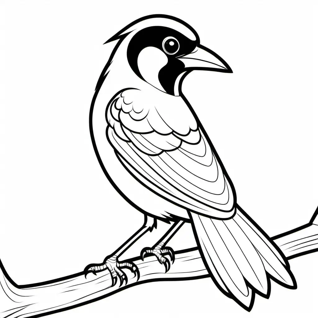 magpie coloring page for kid, simple, no shading, no color