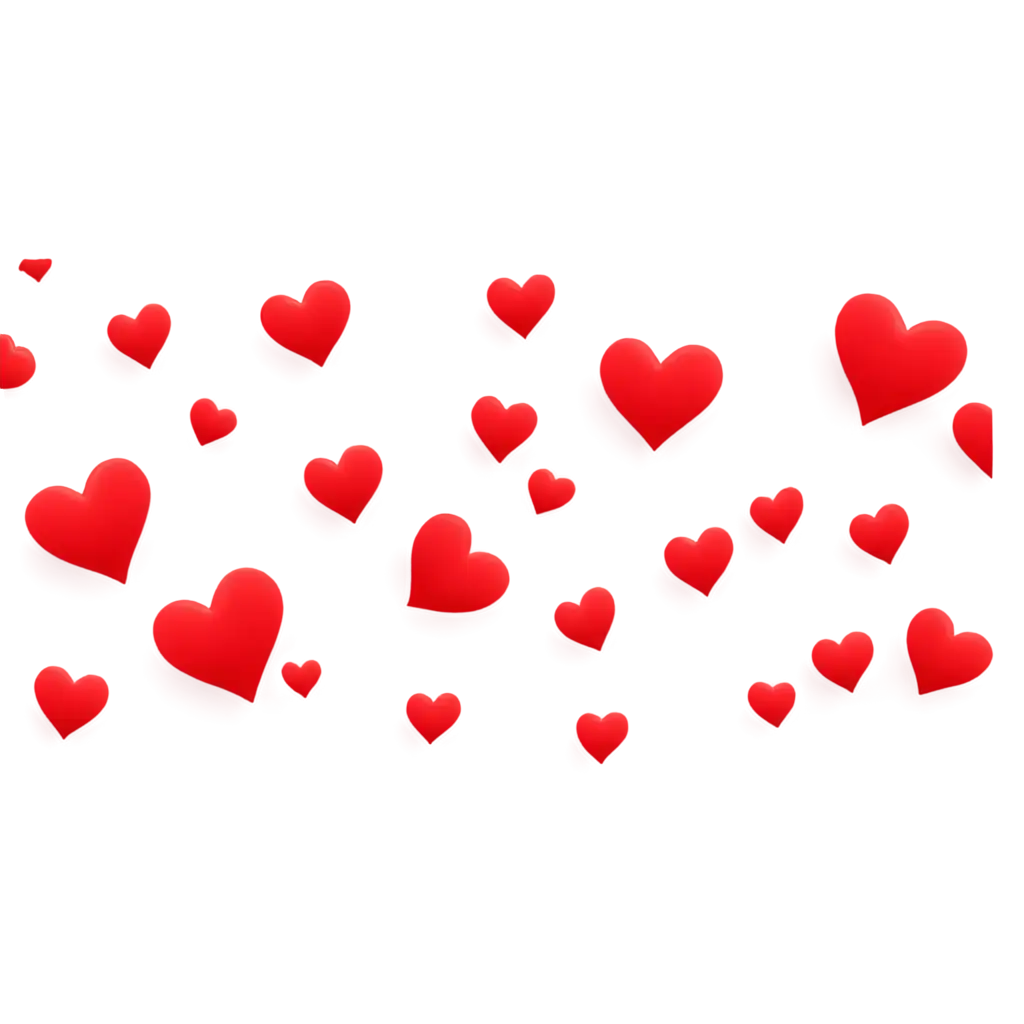 red hearts flying on the background, vector drawing background