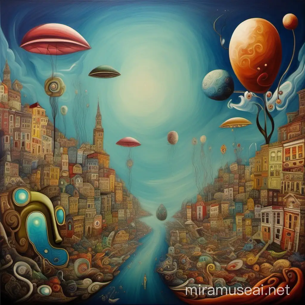 Surrealistic Painting of an Artistic Dream World