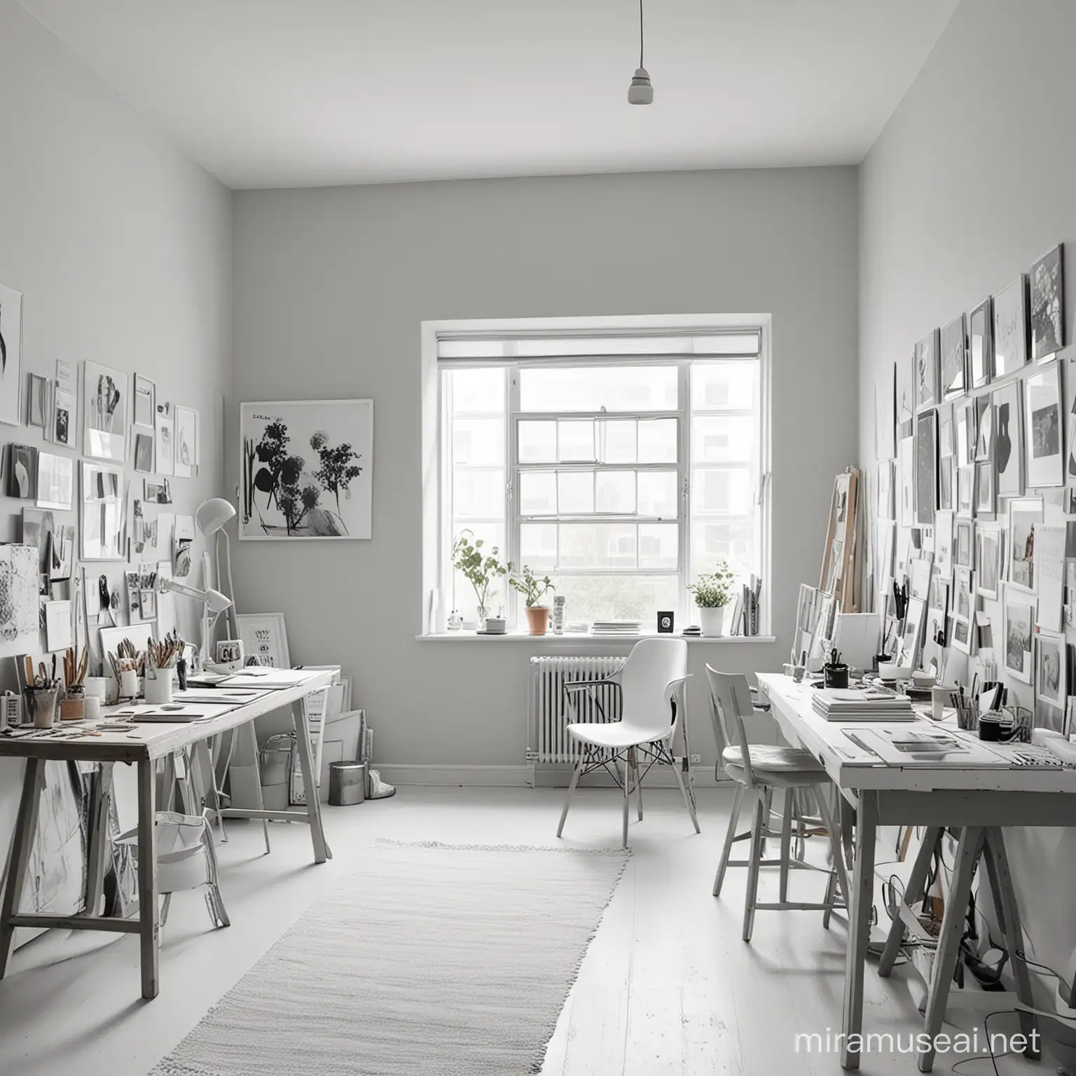 Modern Artists Studio Bright and Clean Gray and White Tones