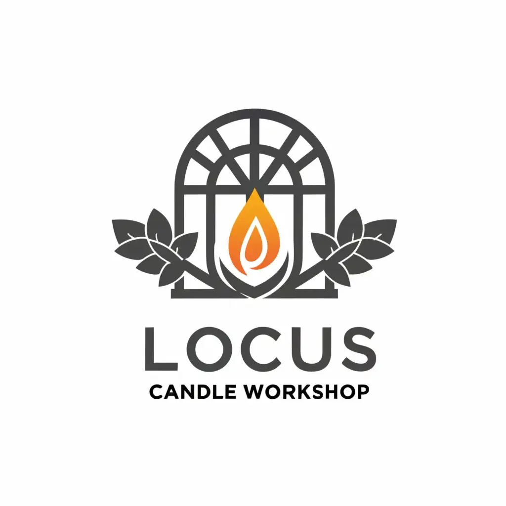 a logo design,with the text "LOCUS - candle workshop", main symbol:Palms, tree, house window candle,Moderate,be used in Home Family industry,clear background