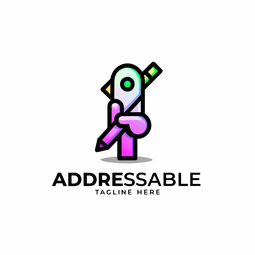 a logo design,with the text "Addressable", main symbol:robot arm holding a pen,Moderate,be used in Technology industry,clear background