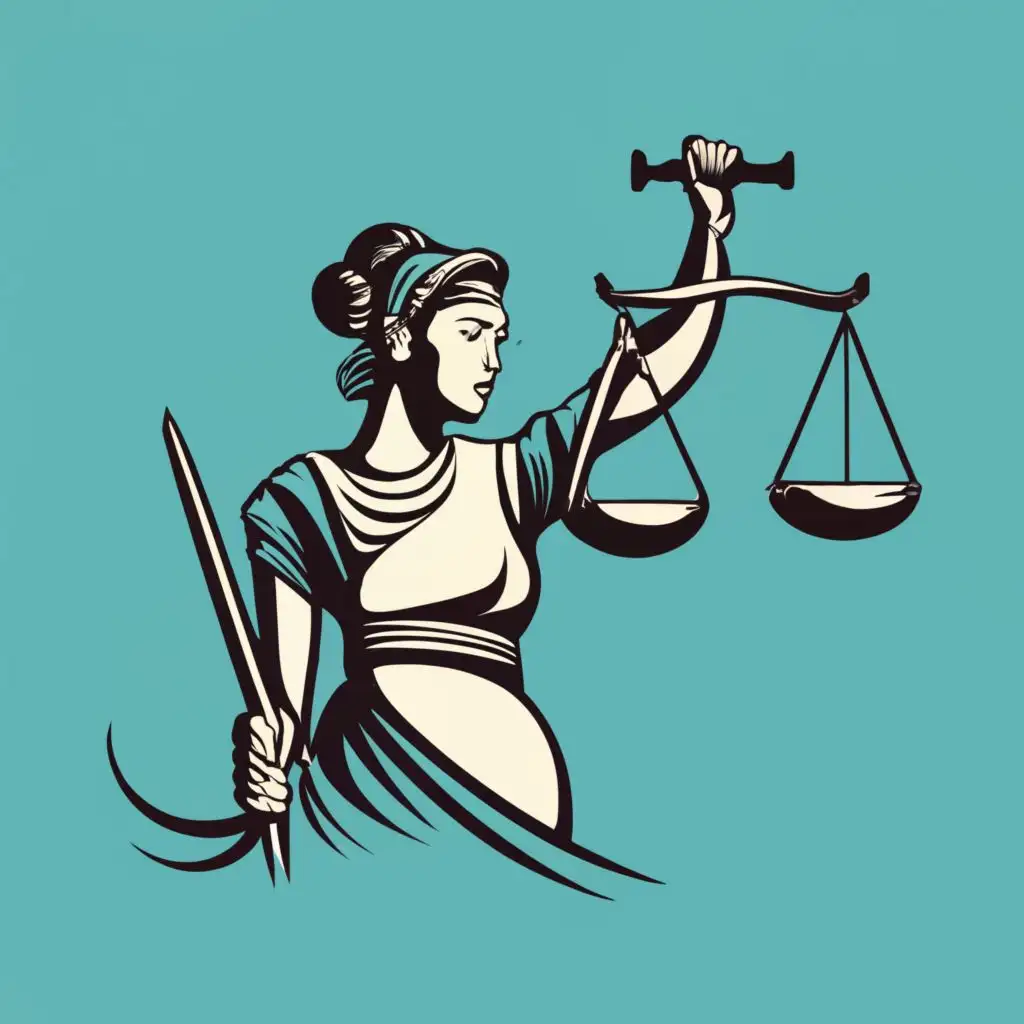 logo, LADY JUSTICE, with the text "LOMIBAO LAW OFFICE", typography