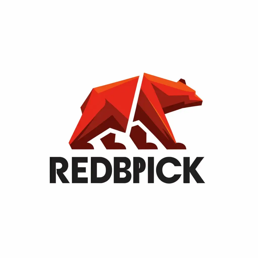 a logo design,with the text "silheutte of the side view of a bear. Depicting Rough and tough. Integrate a RED bRICK into the design. it is for a logo of a company named red brick", main symbol:Bear,Moderate,clear background