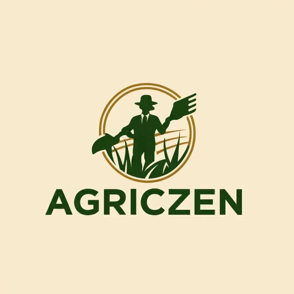 a logo design,with the text "AgricZen", main symbol:man+cultivation,Moderate,clear background