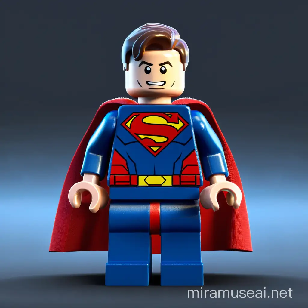 Colorful Lego Superman Style Figure in Dynamic Action