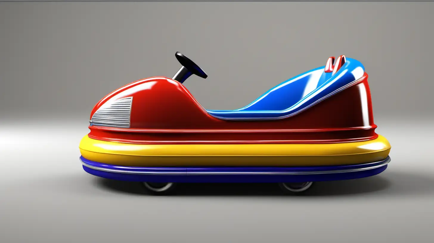 I need a 3d pixar style bumper car empty , from complete side view no angles 