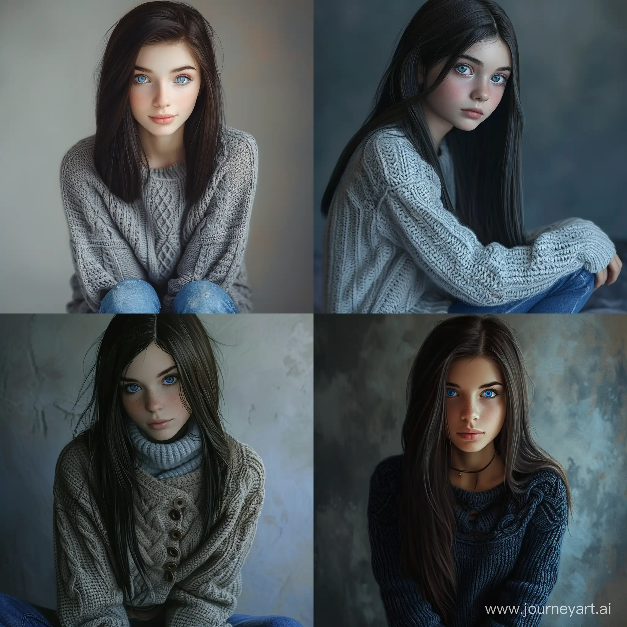 Captivating-Teenager-with-Dark-Hair-and-Knitted-Cardigan