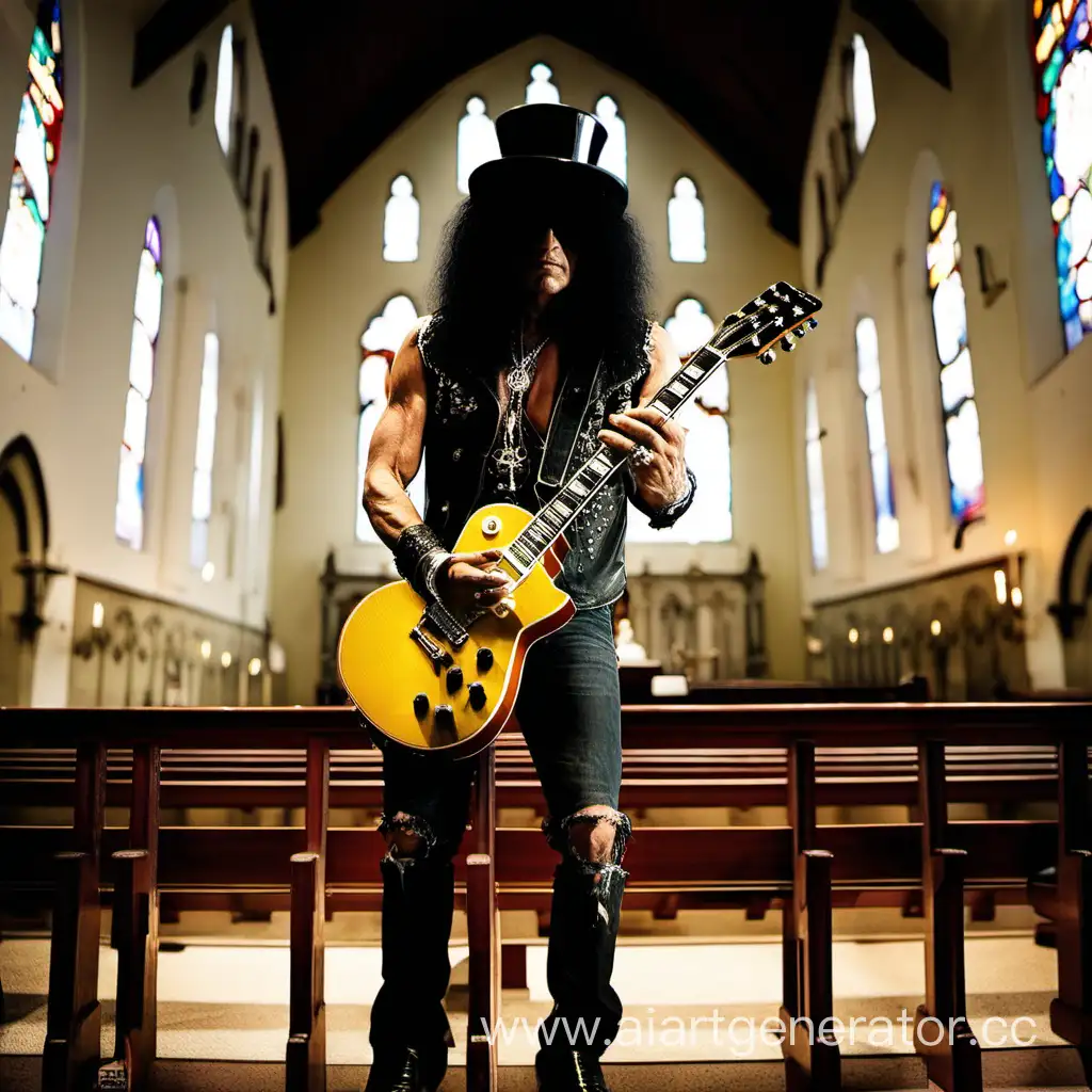 Гитарист слэш в церкви молиться Богу