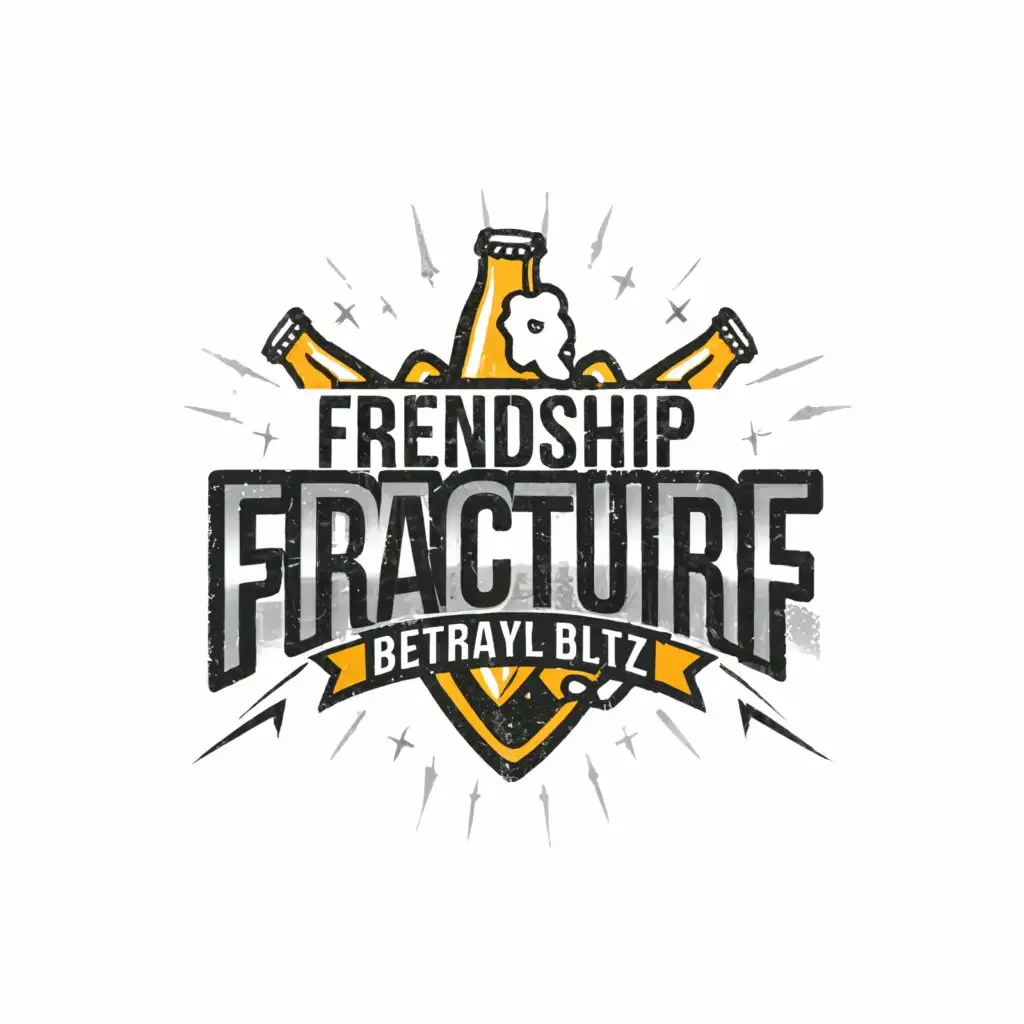 a logo design,with the text "Friendship Fracture: Betrayal Blitz", main symbol:text with beer bottles for the i,Minimalistic,be used in Entertainment industry,clear background