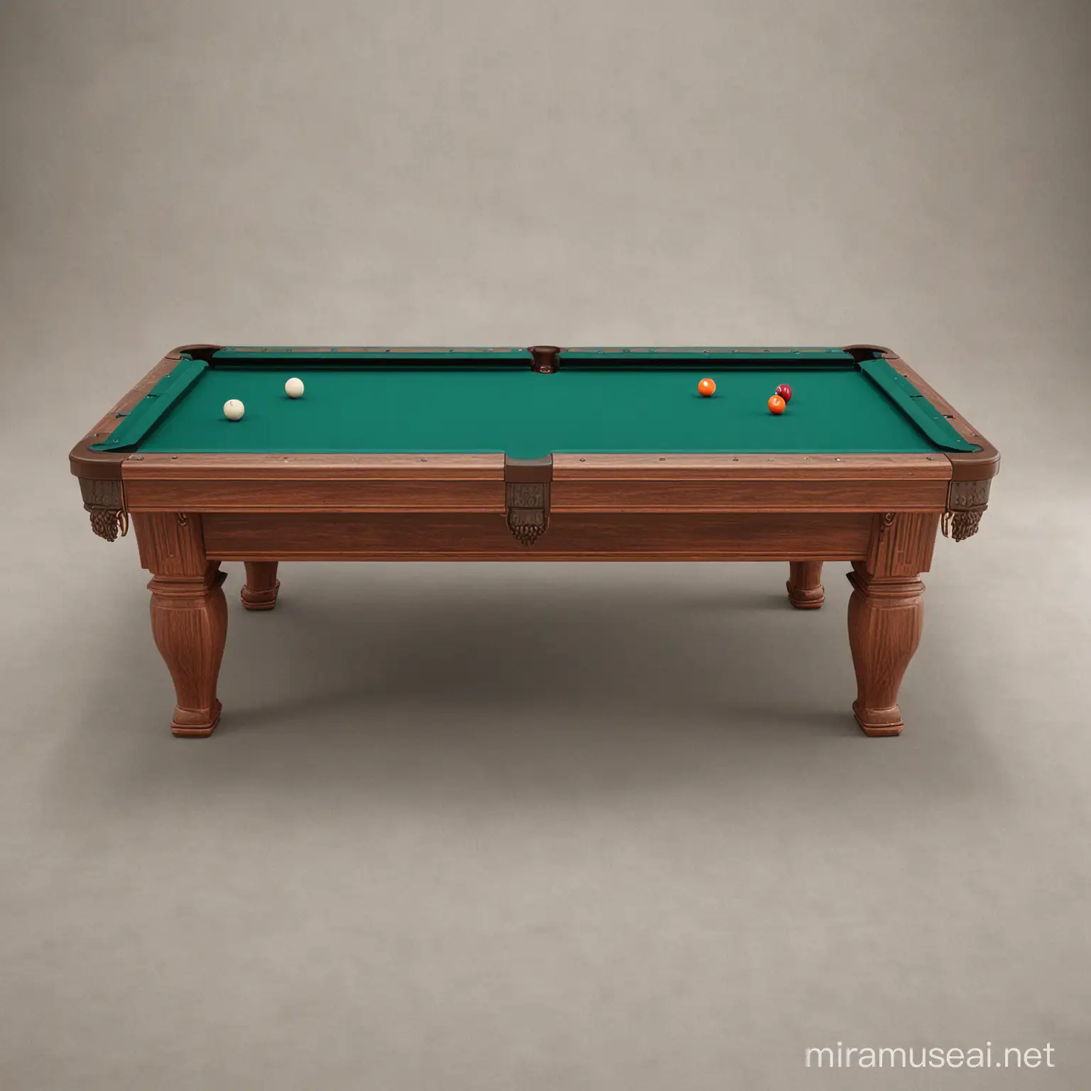A pool table from the opposite angle
