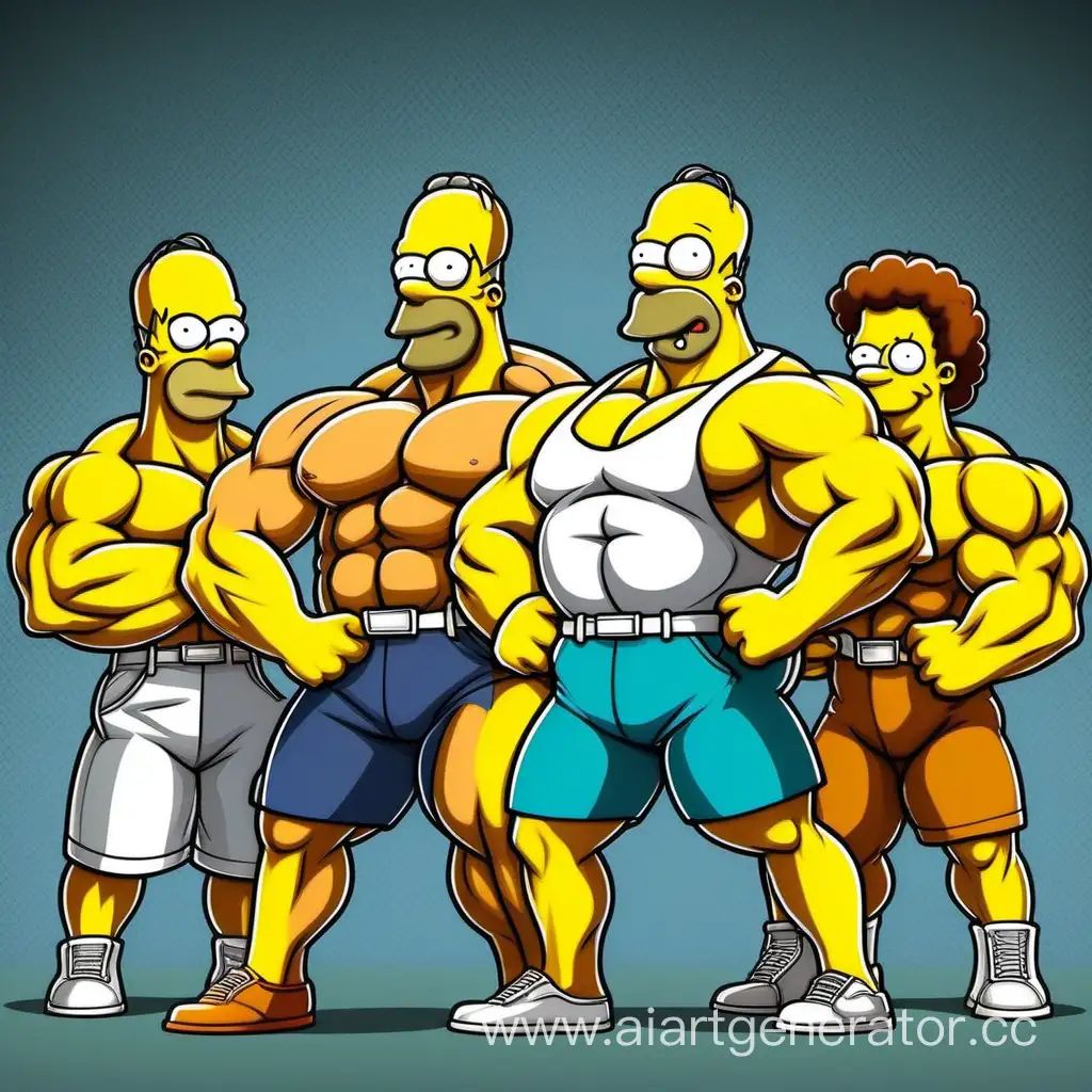 Simpsons-Cartoon-Bodybuilders-Pose-for-the-Camera