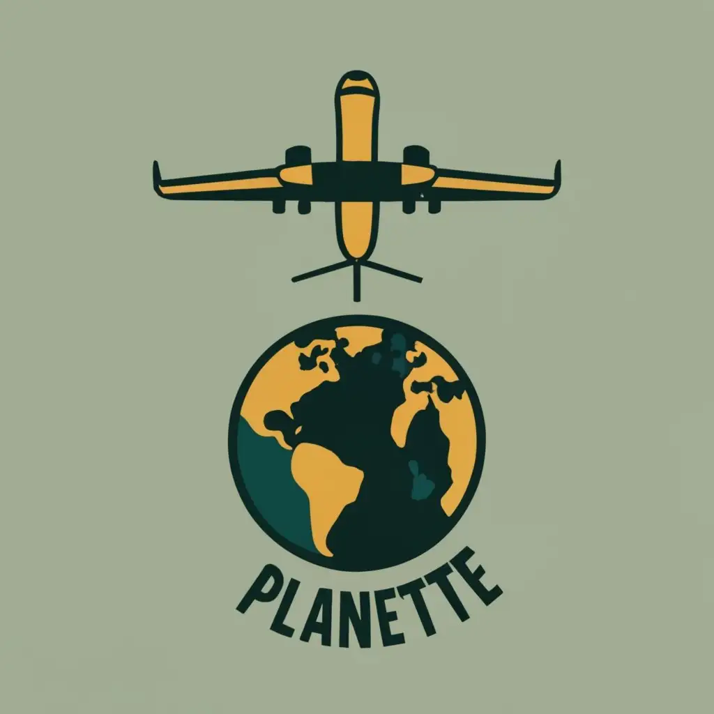 logo, airplane flying around the earth, with the text "PLANETTE", typography, be used in Travel industry