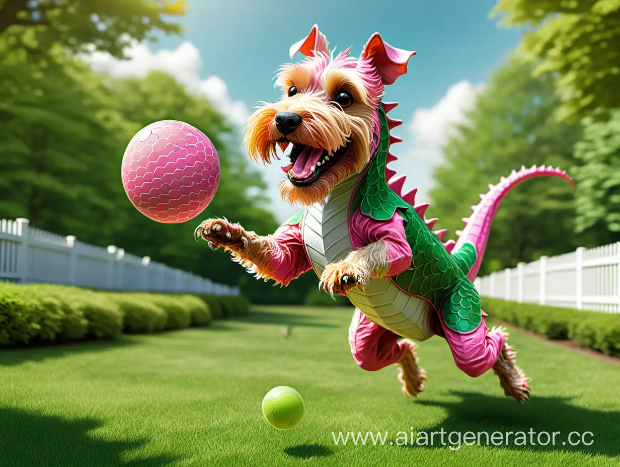 Playful-Airedale-Terrier-and-Dragon-Frolic-in-the-Sun