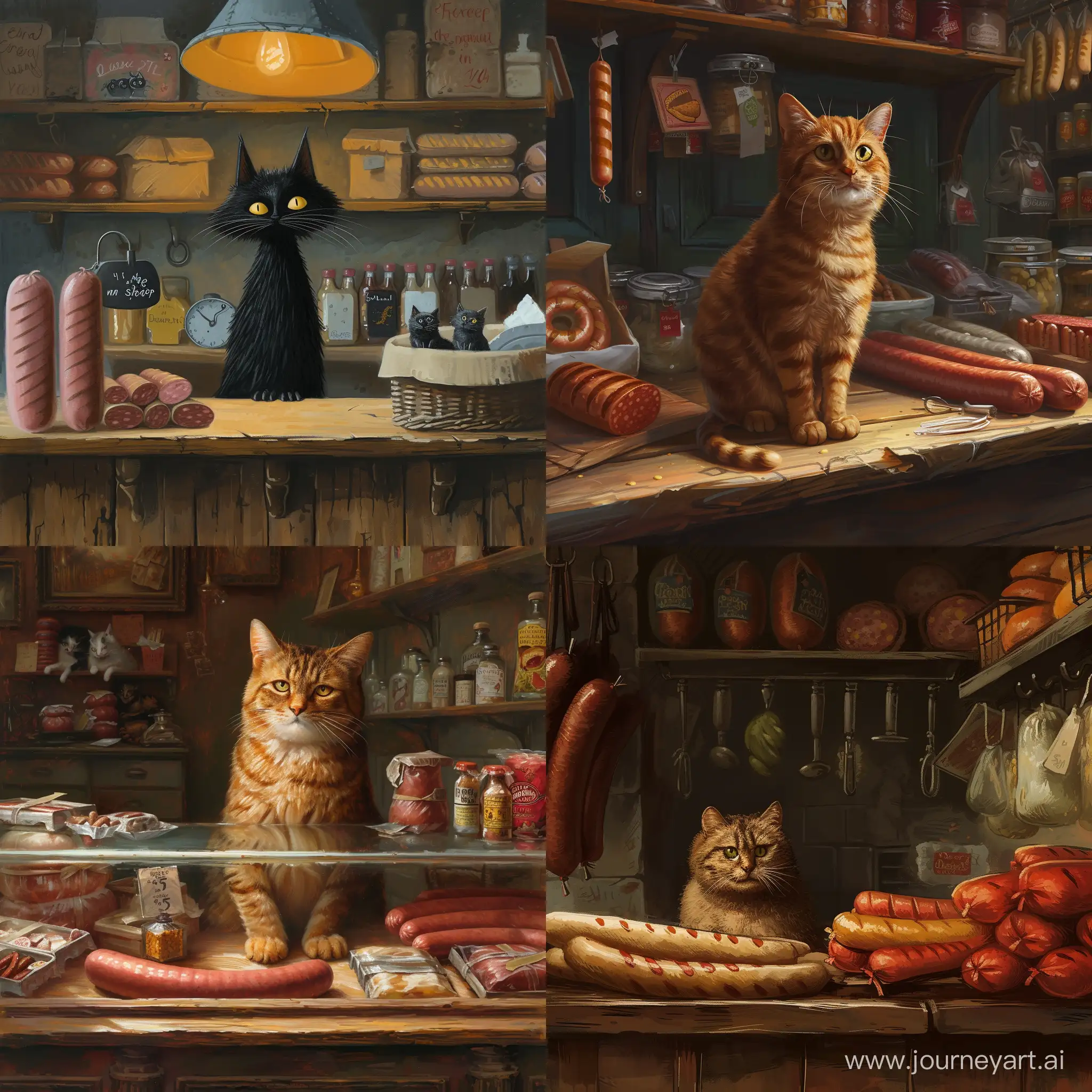 Curious-Cat-Exploring-Sausage-Store