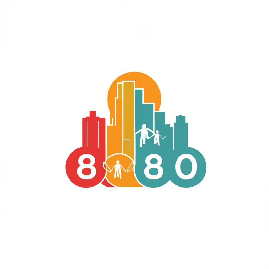 a logo design,with the text "8-80", main symbol:City for all,Moderate,be used in Education industry,clear background