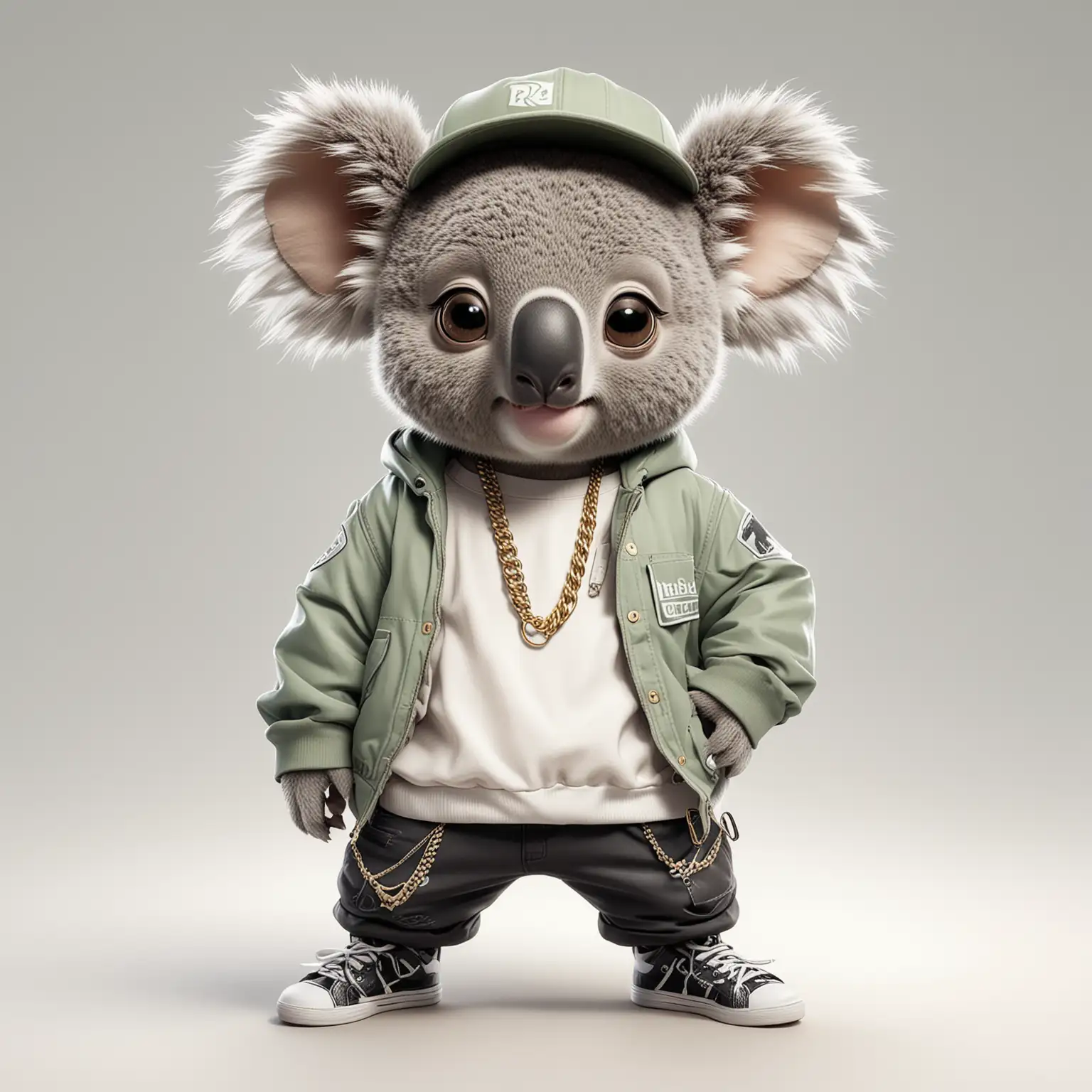 Hip Hop Koala Cartoon Cool Koala with Big Eyes and Hip Hop Clothes