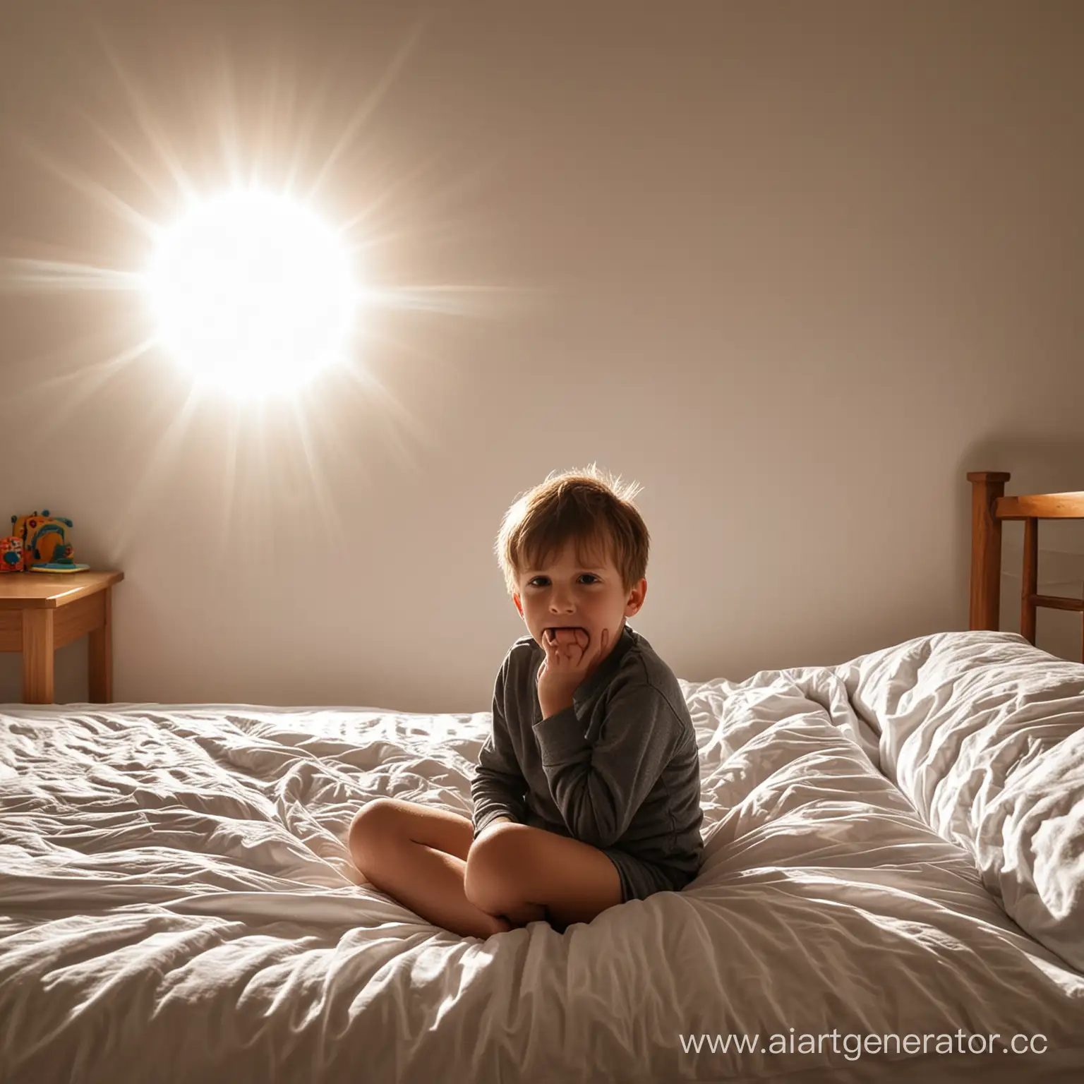 Boy-Enjoying-Sunlight-in-Apartment-Bedroom