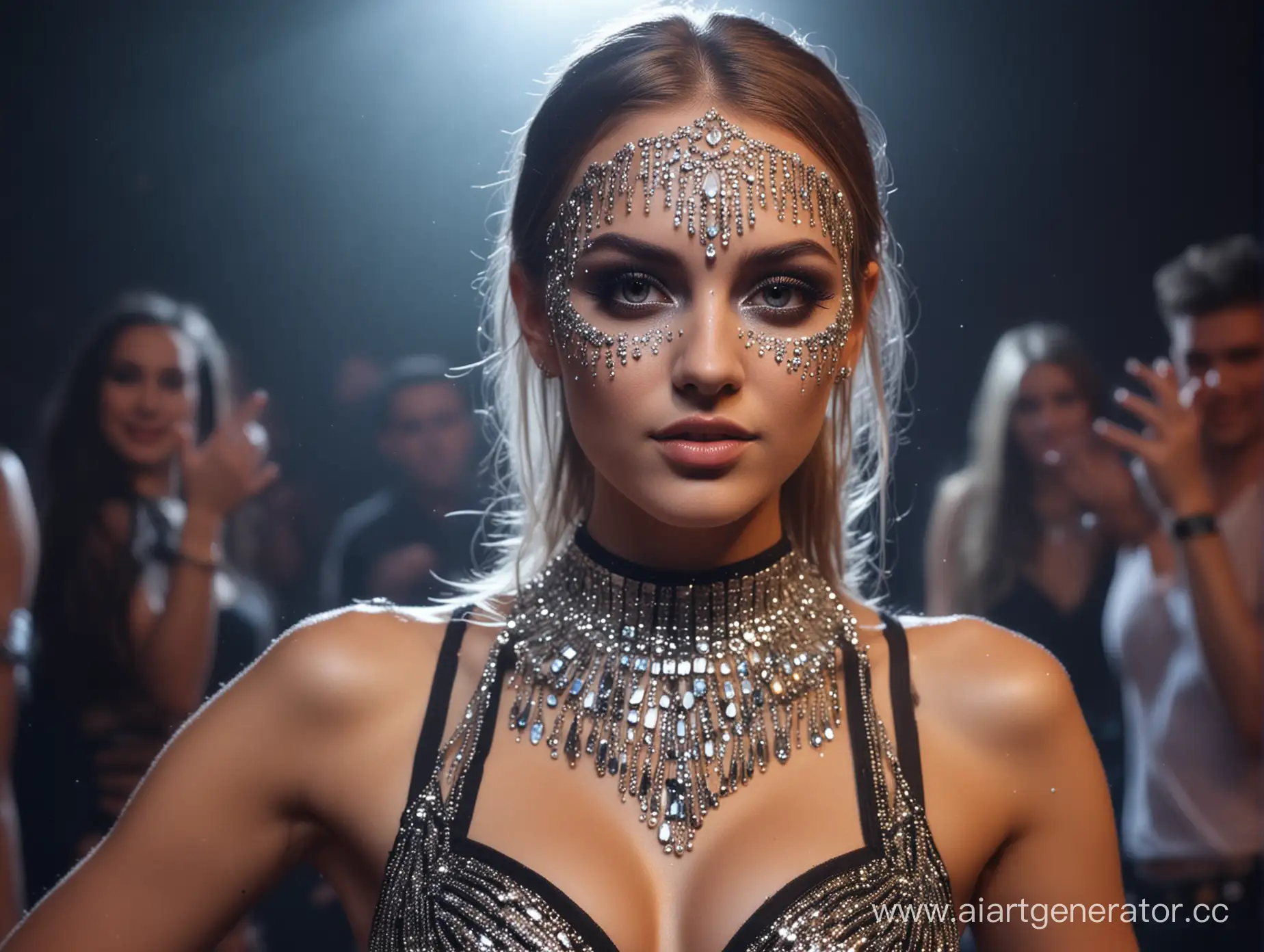 Dancing-Girl-Adorned-with-Rhinestones-in-Vibrant-Club-Atmosphere