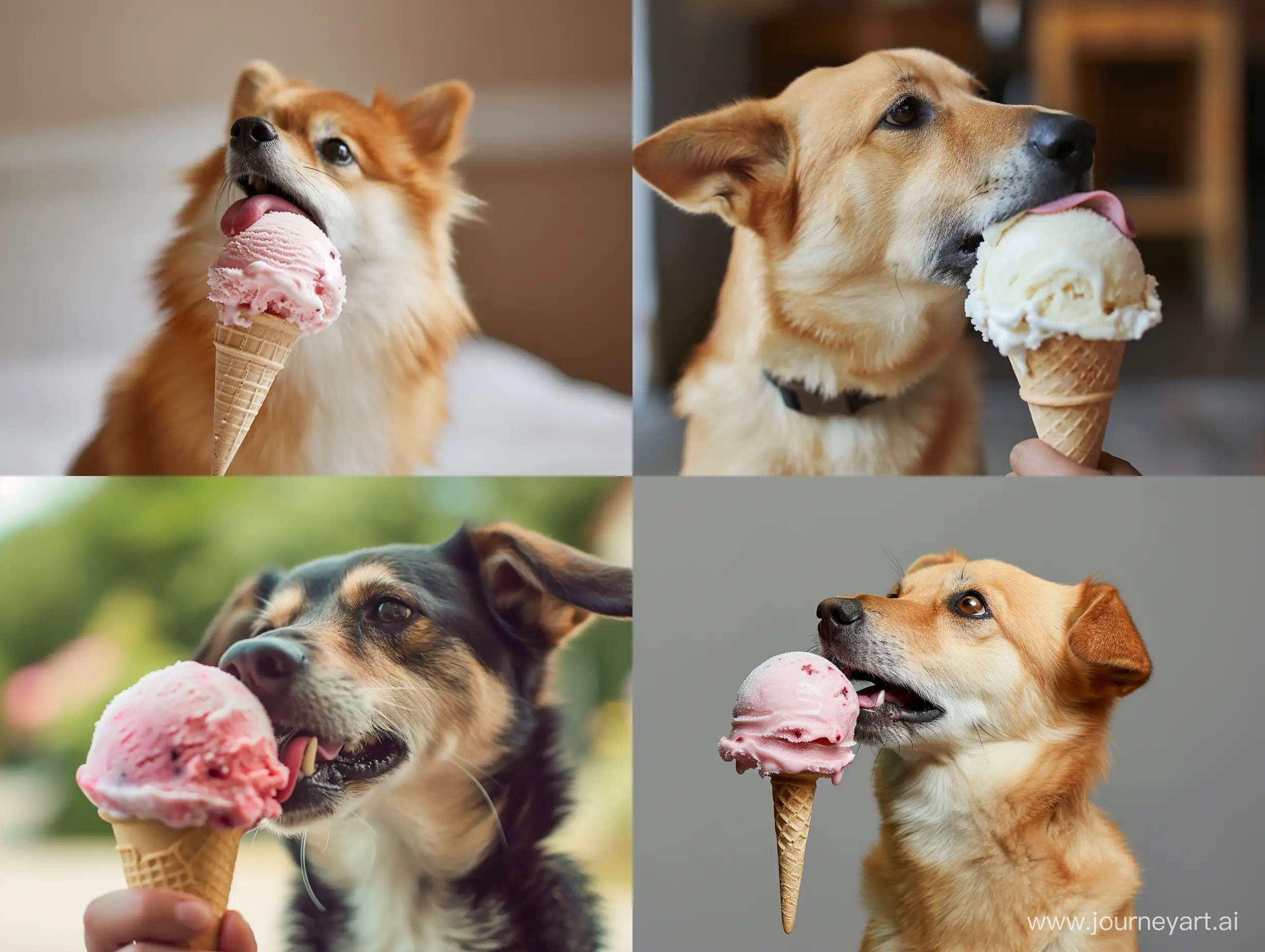 Собака лижет мороженое