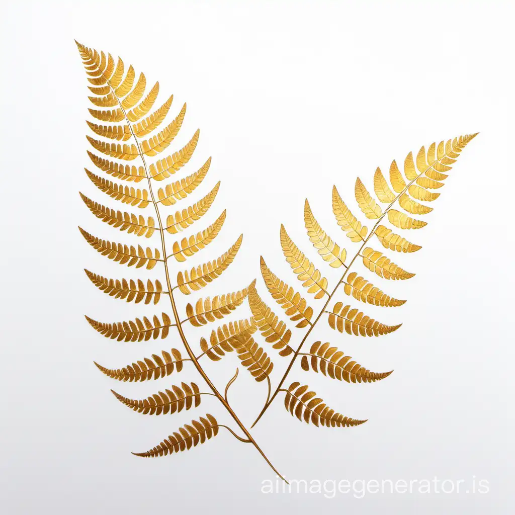 Golden-Fern-Plant-on-White-Background-with-Sharp-Angles