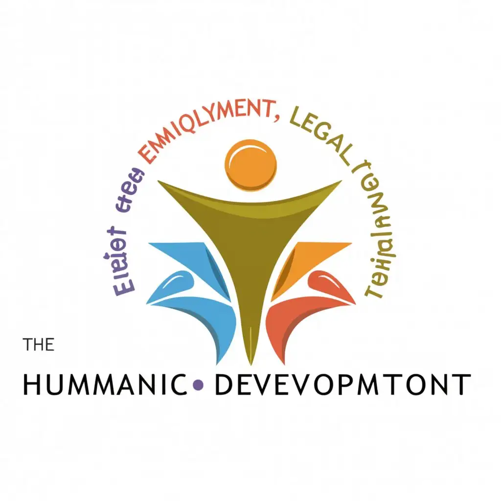 a logo design,with the text "HUMANIC DEVELOPMENT FOUNDATION", main symbol:SOCIAL WORK, JUSTICE, EMPOWERMENT, EMPLOYMENT, EXPORT, LEGAL, TECHNOLOGY, NGO, FREEDOM FIGHTER,Moderate,be used in Nonprofit industry,clear background