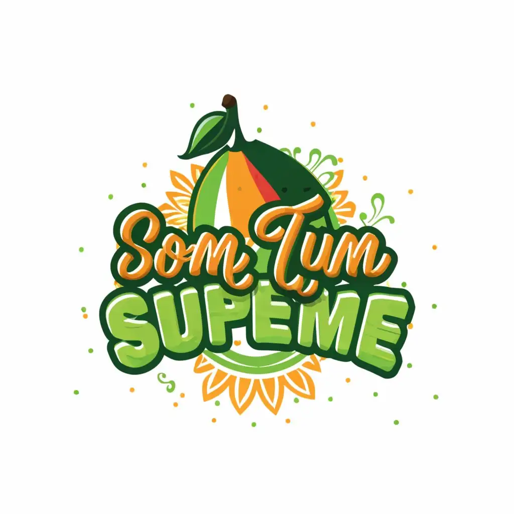 LOGO-Design-for-Som-Tum-Supreme-Vibrant-Green-Papaya-Bowl-Symbolizing-Health-and-Happiness