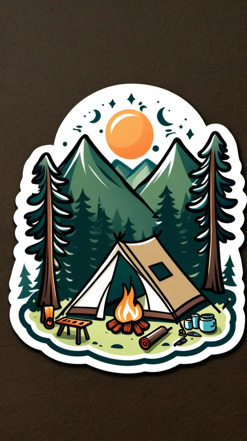Stickman Camping Sticker Outdoor Adventure Illustrated Decal