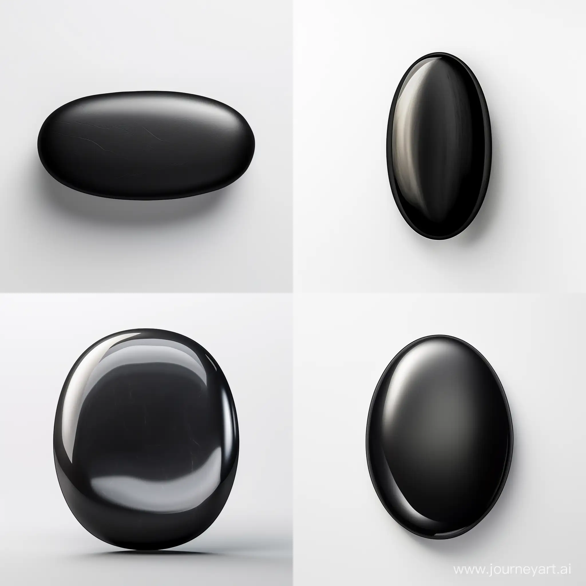 Elegant-Matte-Black-Oval-Stone-Cabochon-on-White-Background