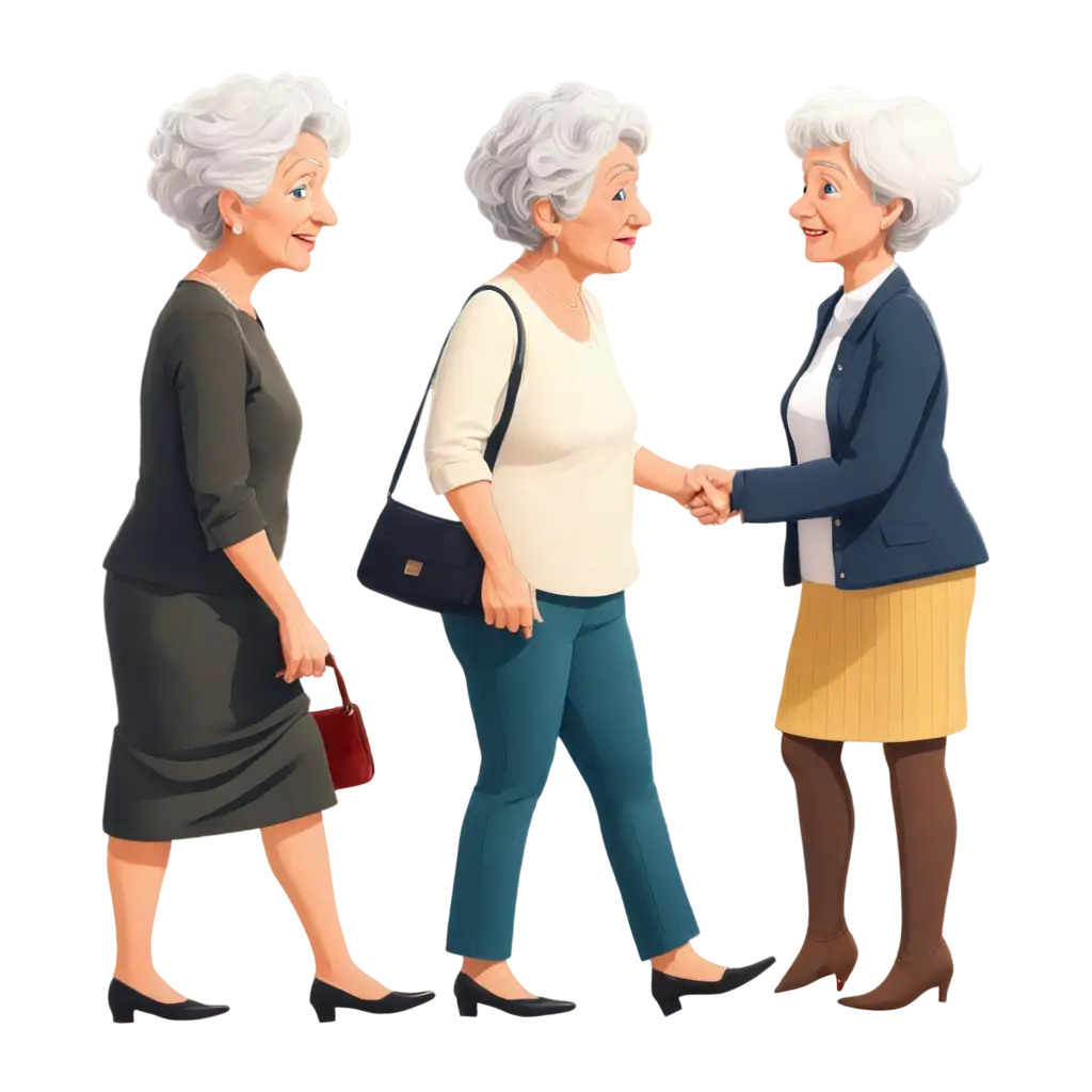 Charming-Cartoon-Illustration-of-Grandmothers-Standing-in-Line-HighQuality-PNG-Image